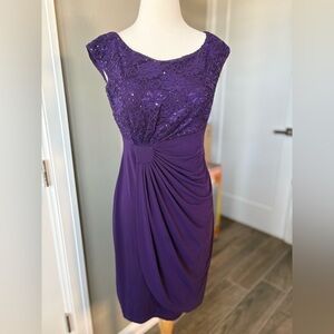 Elegant Purple Sequin Lace Dress